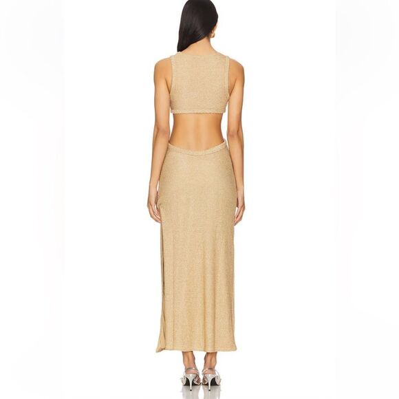 DEVON WINDSOR Maxine Dress Marigold
Gold knit metallic cut out Backless NWT S - Picture 3 of 14